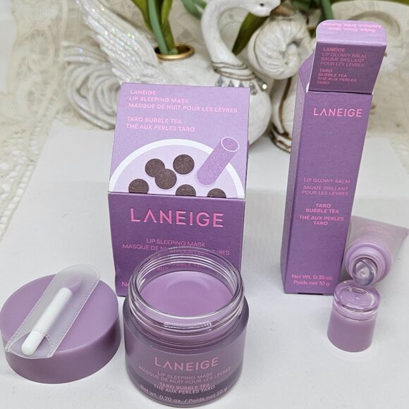 Laneige Lip Sleeping Mask Taro Bubble Tea & Lip Glowy Balm Lavender Set - Picture 9 of 9